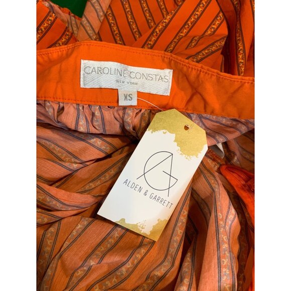 Caroline Constas Orange Teagen Embroidered Toile Culotte Shorts Striped, Size XS - Picture 8 of 8